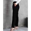 imageBTFBM Womens 2025 Casual Button Down Pants Elastic High Waist Business Work Trousers Long Straight Slacks with PocketsBlack