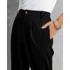 imageBTFBM Womens 2025 Casual Button Down Pants Elastic High Waist Business Work Trousers Long Straight Slacks with PocketsBlack