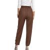 imageBTFBM Womens 2025 Casual Button Down Pants Elastic High Waist Business Work Trousers Long Straight Slacks with PocketsBrown