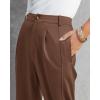imageBTFBM Womens 2025 Casual Button Down Pants Elastic High Waist Business Work Trousers Long Straight Slacks with PocketsBrown