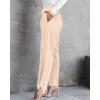 imageBTFBM Womens 2025 Casual Button Down Pants Elastic High Waist Business Work Trousers Long Straight Slacks with PocketsCream