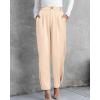 imageBTFBM Womens 2025 Casual Button Down Pants Elastic High Waist Business Work Trousers Long Straight Slacks with PocketsCream