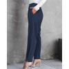 imageBTFBM Womens 2025 Casual Button Down Pants Elastic High Waist Business Work Trousers Long Straight Slacks with PocketsDark Blue