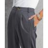 imageBTFBM Womens 2025 Casual Button Down Pants Elastic High Waist Business Work Trousers Long Straight Slacks with PocketsDark Grey