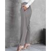 imageBTFBM Womens 2025 Casual Button Down Pants Elastic High Waist Business Work Trousers Long Straight Slacks with PocketsGrey
