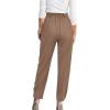 imageBTFBM Womens 2025 Casual Button Down Pants Elastic High Waist Business Work Trousers Long Straight Slacks with PocketsKhaki