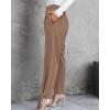 imageBTFBM Womens 2025 Casual Button Down Pants Elastic High Waist Business Work Trousers Long Straight Slacks with PocketsKhaki
