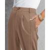 imageBTFBM Womens 2025 Casual Button Down Pants Elastic High Waist Business Work Trousers Long Straight Slacks with PocketsKhaki