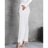 imageBTFBM Womens 2025 Casual Button Down Pants Elastic High Waist Business Work Trousers Long Straight Slacks with PocketsWhite