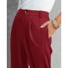 imageBTFBM Womens 2025 Casual Button Down Pants Elastic High Waist Business Work Trousers Long Straight Slacks with PocketsWine Red