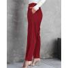 imageBTFBM Womens 2025 Casual Button Down Pants Elastic High Waist Business Work Trousers Long Straight Slacks with PocketsWine Red
