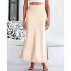 imageBTFBM Womens Summer Fall Skirt 2025 Silk Elegant High Waist Cocktail Party Wedding Mermaid Satin Maxi SkirtsSolid Beige