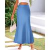 imageBTFBM Womens Summer Fall Skirt 2025 Silk Elegant High Waist Cocktail Party Wedding Mermaid Satin Maxi SkirtsSolid Blue