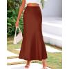 imageBTFBM Womens Summer Fall Skirt 2025 Silk Elegant High Waist Cocktail Party Wedding Mermaid Satin Maxi SkirtsSolid Brown