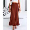 imageBTFBM Womens Summer Fall Skirt 2025 Silk Elegant High Waist Cocktail Party Wedding Mermaid Satin Maxi SkirtsSolid Brown