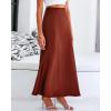 imageBTFBM Womens Summer Fall Skirt 2025 Silk Elegant High Waist Cocktail Party Wedding Mermaid Satin Maxi SkirtsSolid Brown