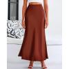 imageBTFBM Womens Summer Fall Skirt 2025 Silk Elegant High Waist Cocktail Party Wedding Mermaid Satin Maxi SkirtsSolid Brown