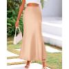 imageBTFBM Womens Summer Fall Skirt 2025 Silk Elegant High Waist Cocktail Party Wedding Mermaid Satin Maxi SkirtsSolid Champagne