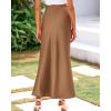 imageBTFBM Womens Summer Fall Skirt 2025 Silk Elegant High Waist Cocktail Party Wedding Mermaid Satin Maxi SkirtsSolid Coffee