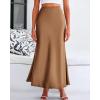 imageBTFBM Womens Summer Fall Skirt 2025 Silk Elegant High Waist Cocktail Party Wedding Mermaid Satin Maxi SkirtsSolid Coffee