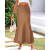 imageBTFBM Womens Summer Fall Skirt 2025 Silk Elegant High Waist Cocktail Party Wedding Mermaid Satin Maxi SkirtsSolid Coffee