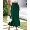 imageBTFBM Womens Summer Fall Skirt 2025 Silk Elegant High Waist Cocktail Party Wedding Mermaid Satin Maxi SkirtsSolid Dark Green