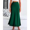 imageBTFBM Womens Summer Fall Skirt 2025 Silk Elegant High Waist Cocktail Party Wedding Mermaid Satin Maxi SkirtsSolid Dark Green