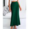 imageBTFBM Womens Summer Fall Skirt 2025 Silk Elegant High Waist Cocktail Party Wedding Mermaid Satin Maxi SkirtsSolid Dark Green