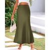 imageBTFBM Womens Summer Fall Skirt 2025 Silk Elegant High Waist Cocktail Party Wedding Mermaid Satin Maxi SkirtsSolid Light Army Green
