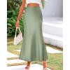 imageBTFBM Womens Summer Fall Skirt 2025 Silk Elegant High Waist Cocktail Party Wedding Mermaid Satin Maxi SkirtsSolid Light Green