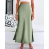 imageBTFBM Womens Summer Fall Skirt 2025 Silk Elegant High Waist Cocktail Party Wedding Mermaid Satin Maxi SkirtsSolid Light Green
