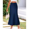 imageBTFBM Womens Summer Fall Skirt 2025 Silk Elegant High Waist Cocktail Party Wedding Mermaid Satin Maxi SkirtsSolid Navy