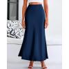 imageBTFBM Womens Summer Fall Skirt 2025 Silk Elegant High Waist Cocktail Party Wedding Mermaid Satin Maxi SkirtsSolid Navy