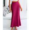 imageBTFBM Womens Summer Fall Skirt 2025 Silk Elegant High Waist Cocktail Party Wedding Mermaid Satin Maxi SkirtsSolid Rose Red