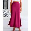 imageBTFBM Womens Summer Fall Skirt 2025 Silk Elegant High Waist Cocktail Party Wedding Mermaid Satin Maxi SkirtsSolid Rose Red