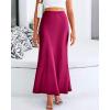 imageBTFBM Womens Summer Fall Skirt 2025 Silk Elegant High Waist Cocktail Party Wedding Mermaid Satin Maxi SkirtsSolid Rose Red