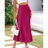 imageBTFBM Womens Summer Fall Skirt 2025 Silk Elegant High Waist Cocktail Party Wedding Mermaid Satin Maxi SkirtsSolid Rose Red