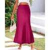 imageBTFBM Womens Summer Fall Skirt 2025 Silk Elegant High Waist Cocktail Party Wedding Mermaid Satin Maxi SkirtsSolid Rose Red