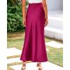 imageBTFBM Womens Summer Fall Skirt 2025 Silk Elegant High Waist Cocktail Party Wedding Mermaid Satin Maxi SkirtsSolid Rose Red
