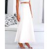 imageBTFBM Womens Summer Fall Skirt 2025 Silk Elegant High Waist Cocktail Party Wedding Mermaid Satin Maxi SkirtsSolid White