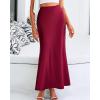 imageBTFBM Womens Summer Fall Skirt 2025 Silk Elegant High Waist Cocktail Party Wedding Mermaid Satin Maxi SkirtsSolid Wine Red