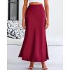 imageBTFBM Womens Summer Fall Skirt 2025 Silk Elegant High Waist Cocktail Party Wedding Mermaid Satin Maxi SkirtsSolid Wine Red