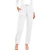 imageBTFBM Womens 2025 Casual Button Down Pants Elastic High Waist Business Work Trousers Long Straight Slacks with PocketsWhite
