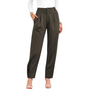 imageBTFBM Womens 2025 Casual Button Down Pants Elastic High Waist Business Work Trousers Long Straight Slacks with PocketsArmy Green
