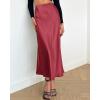 imageBTFBM 2025 Women Summer Spring Long Satin Skirt Silk Elegant High Waist Cocktail Party Wedding Flowy ALine Midi SkirtsSolid Bean Paste Pink
