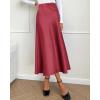 imageBTFBM 2025 Women Summer Spring Long Satin Skirt Silk Elegant High Waist Cocktail Party Wedding Flowy ALine Midi SkirtsSolid Bean Paste Pink