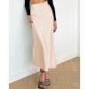 imageBTFBM 2025 Women Summer Spring Long Satin Skirt Silk Elegant High Waist Cocktail Party Wedding Flowy ALine Midi SkirtsSolid Beige