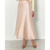 imageBTFBM 2025 Women Summer Spring Long Satin Skirt Silk Elegant High Waist Cocktail Party Wedding Flowy ALine Midi SkirtsSolid Beige