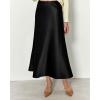 imageBTFBM 2025 Women Summer Spring Long Satin Skirt Silk Elegant High Waist Cocktail Party Wedding Flowy ALine Midi SkirtsSolid Black
