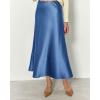 imageBTFBM 2025 Women Summer Spring Long Satin Skirt Silk Elegant High Waist Cocktail Party Wedding Flowy ALine Midi SkirtsSolid Blue